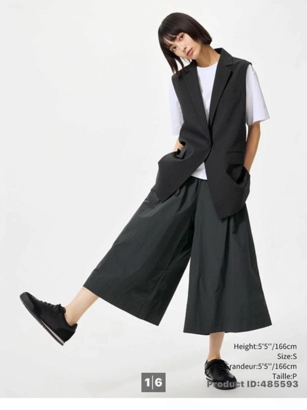 Uniqlo Nylon Culotte Wide Leg in Black Size XL